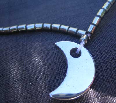 Hematite necklace with moon detail