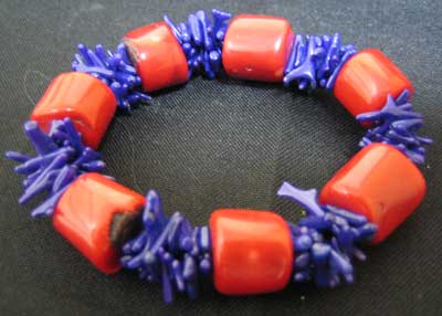 Red and purple coral bracelet